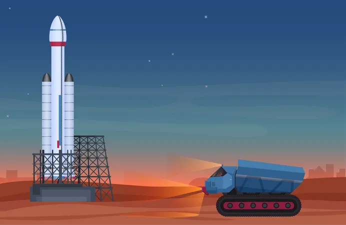 Marsrover erreicht Raketenstartanlage  Illustration