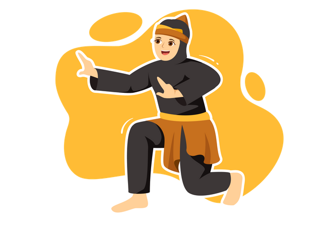 Martial Artist practicing  Illustration