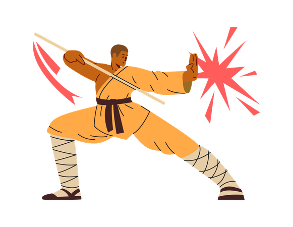 Martial artist showing pose  Illustration