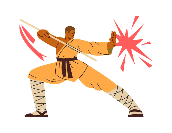 Martial artist showing pose  Illustration