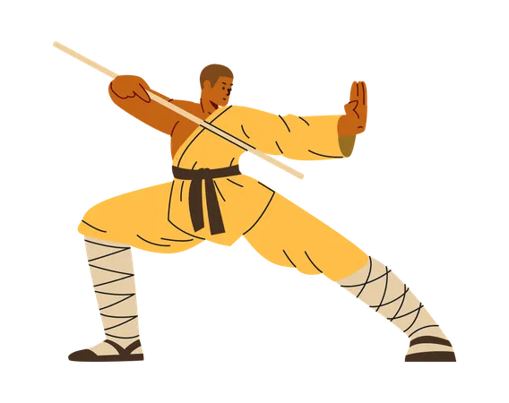 Martial artist showing pose  Illustration