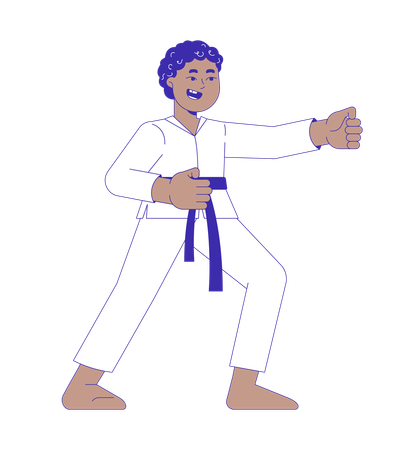 Martial arts kimono black boy training  Illustration