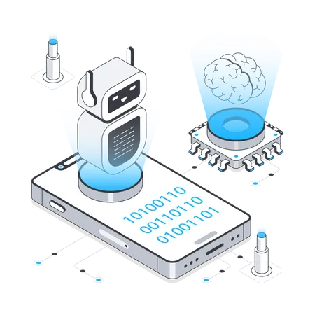 Maschinelles Lernen und Roboterentwicklung  Illustration