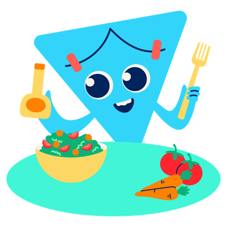 Mascot Colorful Salad Preparation  Illustration