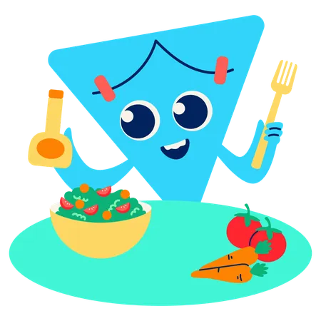 Mascot Colorful Salad Preparation  Illustration