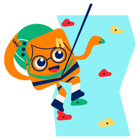 Mascot doing Climbing Challenge  Illustration
