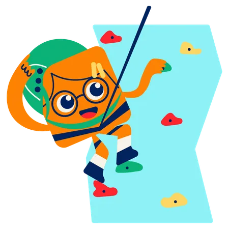 Mascot doing Climbing Challenge  Illustration