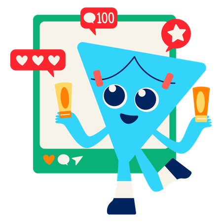 Mascot doing Influencer Endorsement  Illustration