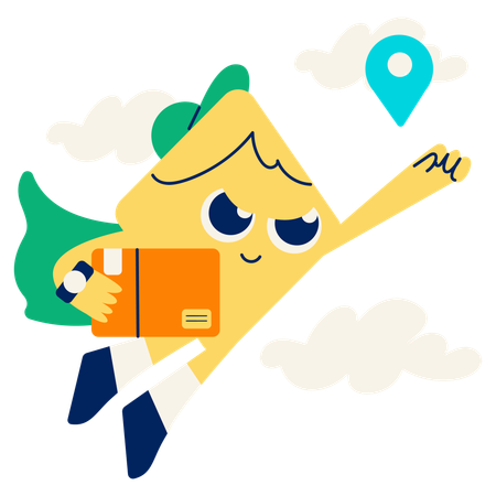 Mascot giving same day delivery  Illustration