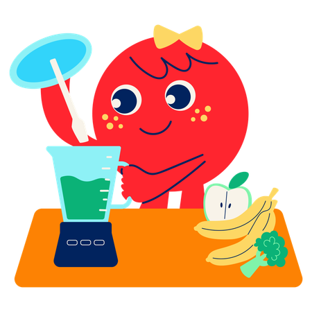 Mascot Green Smoothie Making  Illustration