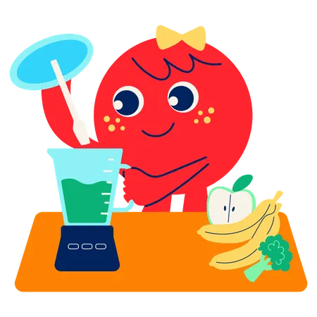 Mascot Green Smoothie Making  Illustration