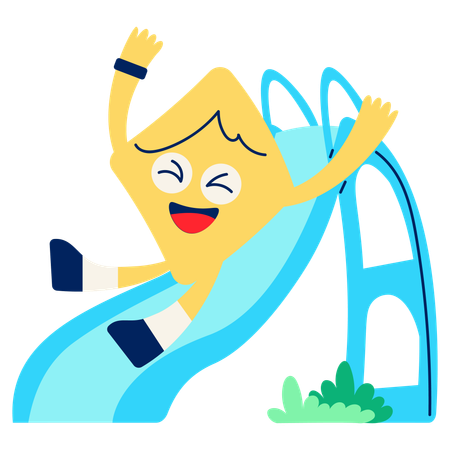 Mascot having Slide Adventure  Illustration