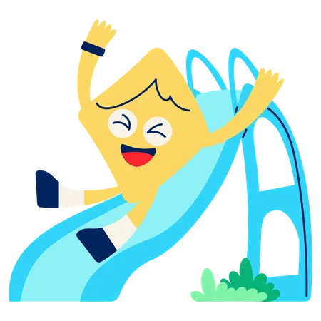 Mascot having Slide Adventure  Illustration