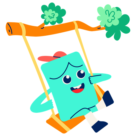Mascot having Swing Fun  Illustration