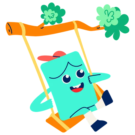 Mascot having Swing Fun  Illustration