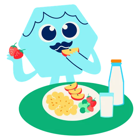 Mascot Healthy Breakfast Making  Illustration