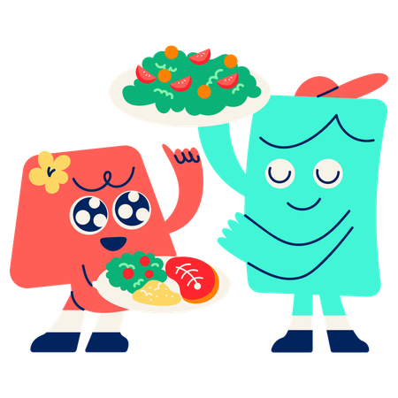 Mascot Healthy Food Sharing  Illustration