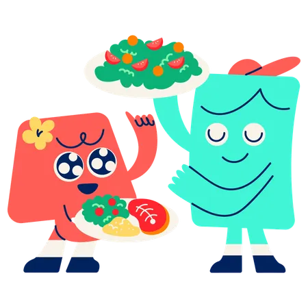 Mascot Healthy Food Sharing  Illustration