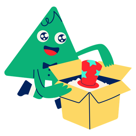 Mascot opening the box  Illustration