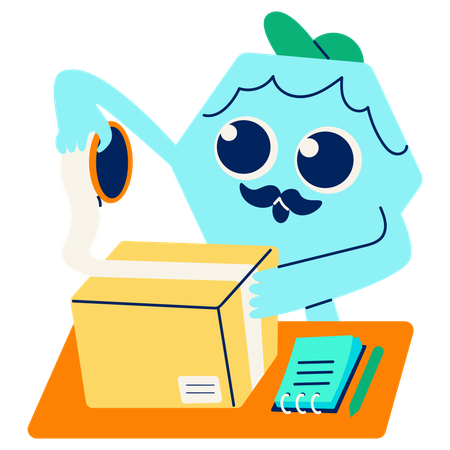 Mascot packing the package  Illustration