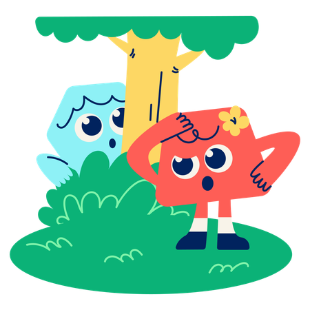 Mascot playing Hide and Seek  Illustration