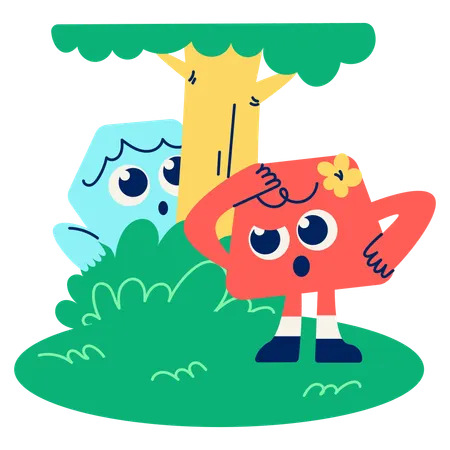 Mascot playing Hide and Seek  Illustration