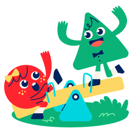 Mascot playing on Seesaw  Illustration