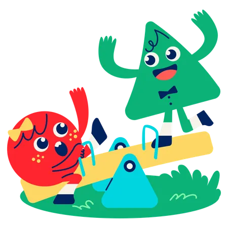 Mascot playing on Seesaw  Illustration