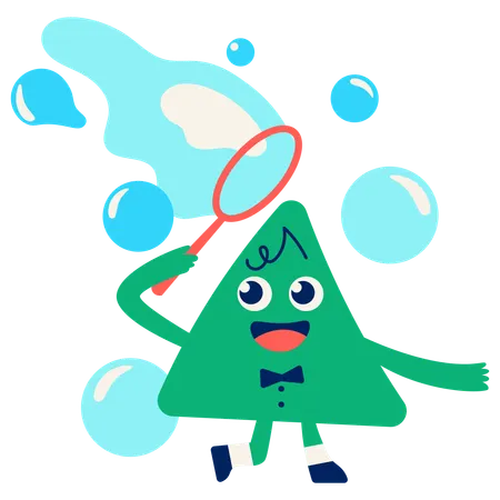 Mascot playing with soap Bubble  Illustration