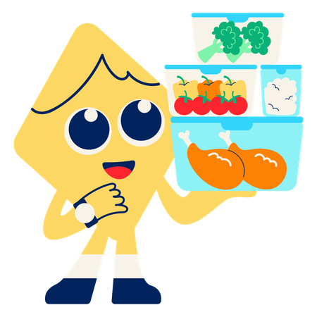 Mascot Prepping Meal Box  Illustration