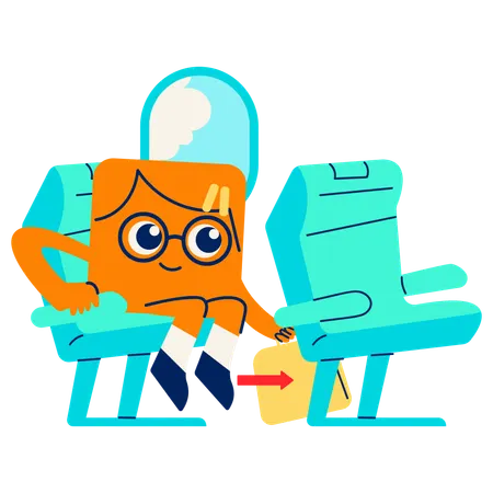 Mascot Putting Luggage Under the Seat  Illustration