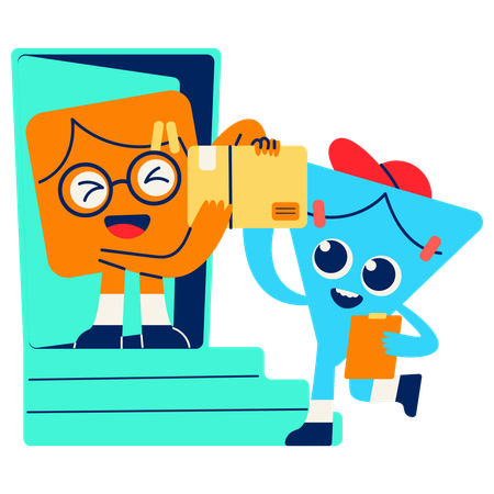 Mascot receiving package  Illustration