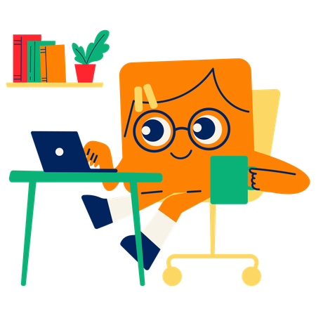Mascot Remote Working Setup  Illustration