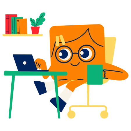 Mascot Remote Working Setup  Illustration