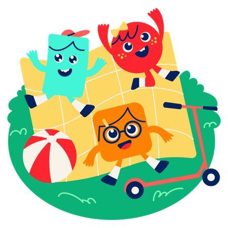 Mascot resting on Picnic  Illustration