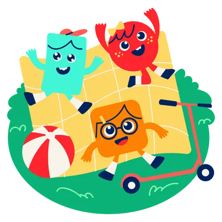 Mascot resting on Picnic  Illustration