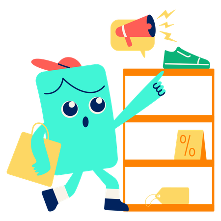 在庫限りのお知らせを示すマスコット  イラスト