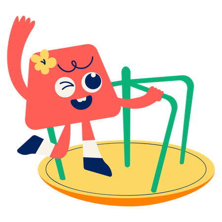 Mascot Spinning Wheel  Illustration