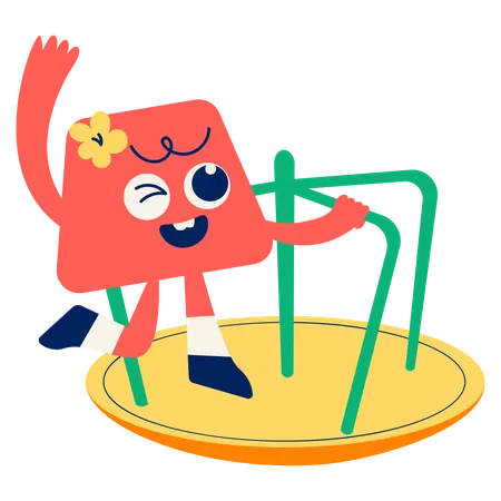 Mascot Spinning Wheel  Illustration