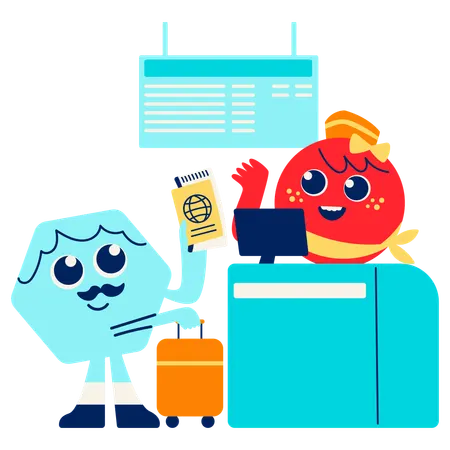 Mascot stnading at Check-In Counter  Illustration