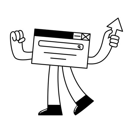 Mascot Style Browser Posing with Arrow Up  Illustration