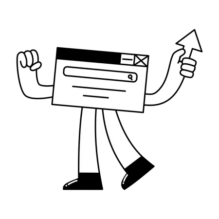Mascot Style Browser Posing with Arrow Up  Illustration