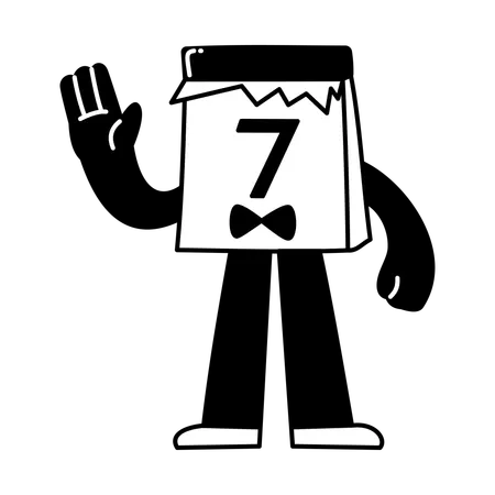 Mascot Style Calendar Waving Greeting  Illustration