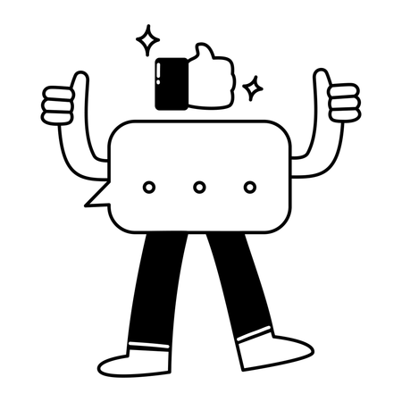 Mascot Style Chat Bubble Giving Thumbs Up  Illustration