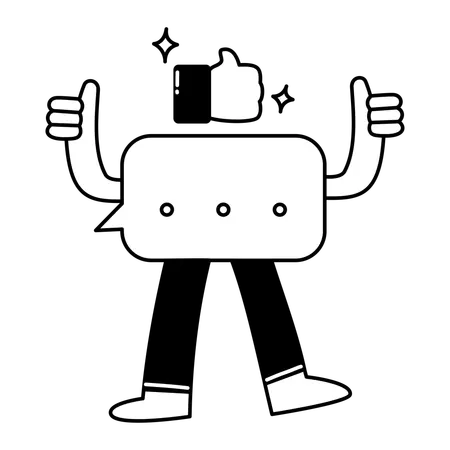 Mascot Style Chat Bubble Giving Thumbs Up  Illustration