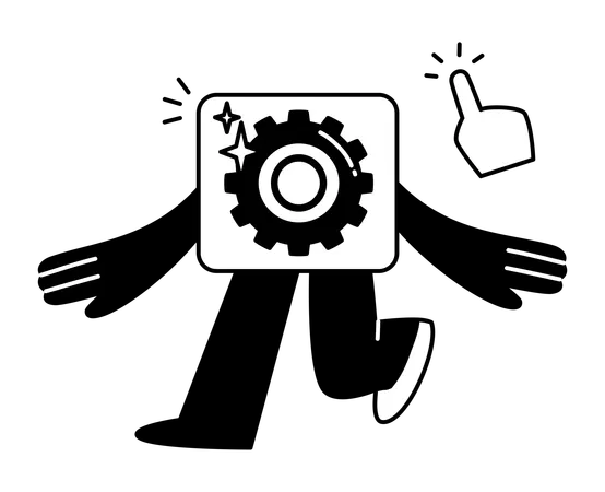 Mascot Style Gear Walking with Approval  Illustration