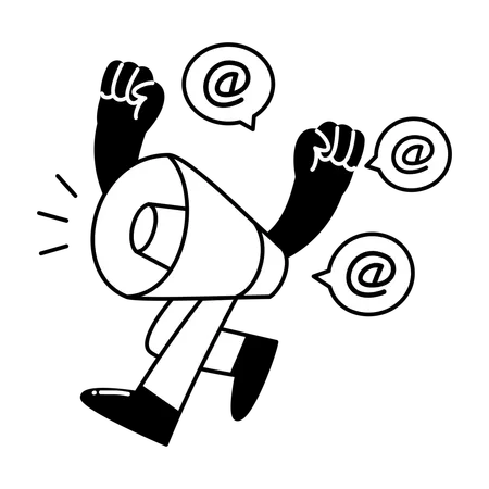 Mascot Style Megaphone Broadcasting Social Alert  Illustration