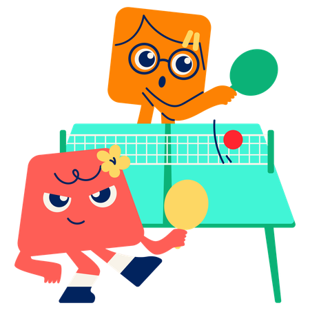 Mascot Table Tennis Rally  Illustration