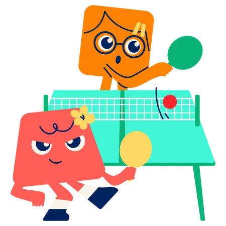 Mascot Table Tennis Rally  Illustration