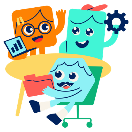 Mascot Team Collaboration  Illustration